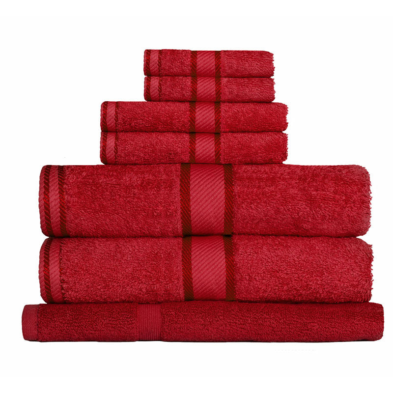 Kingtex 100% Combed Cotton 7pc Bath Towel Set Red | My Linen