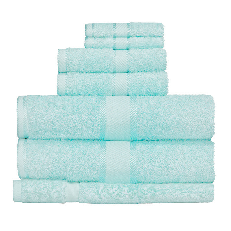 Kingtex 100% Combed Cotton 7pc Bath Towel Set Soft Aqua | My Linen