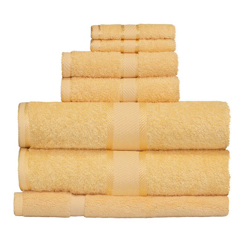 Kingtex 100% Combed Cotton 7pc Bath Towel Set Yellow | My Linen