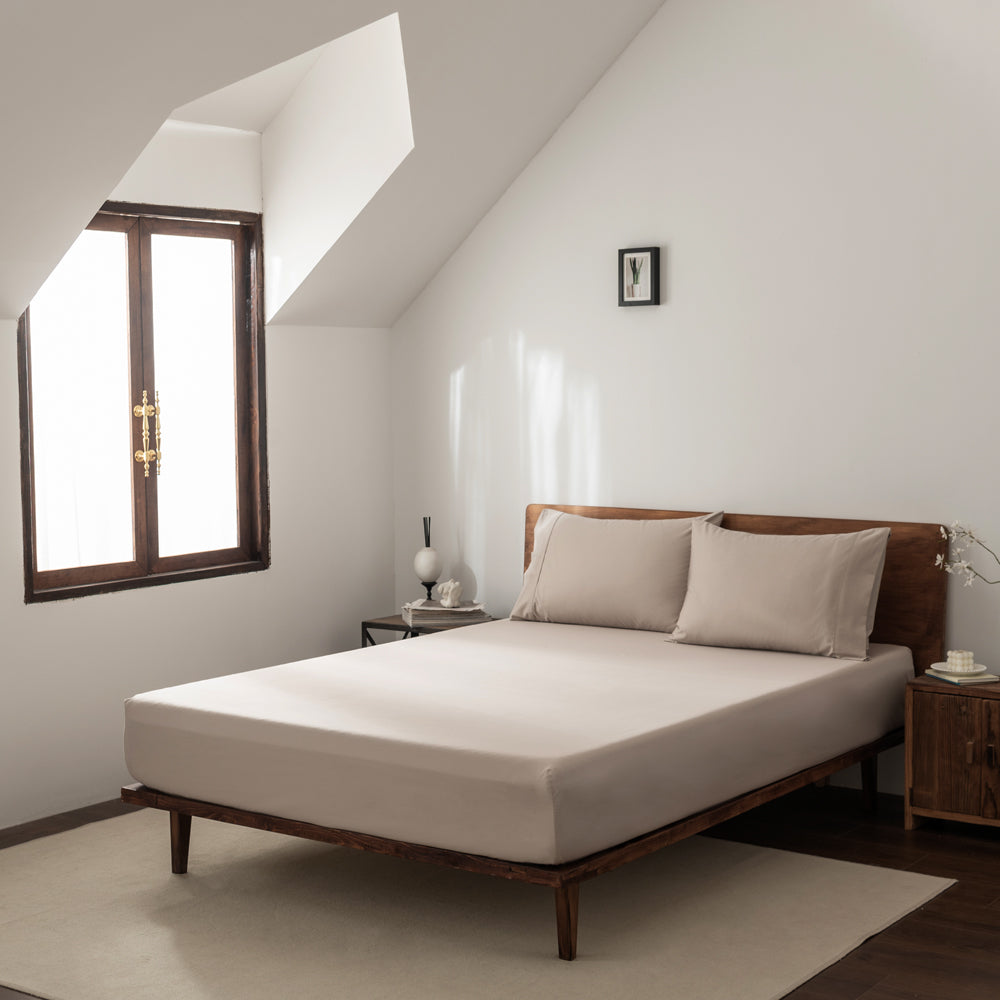 Casey Cotton Fitted Sheet & Pillowcase Combo 400TC Linen | Super King Bed 50cm