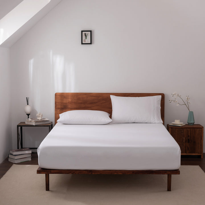 Casey Cotton Fitted Sheet & Pillowcase Combo 400TC White | Super King Bed 60cm