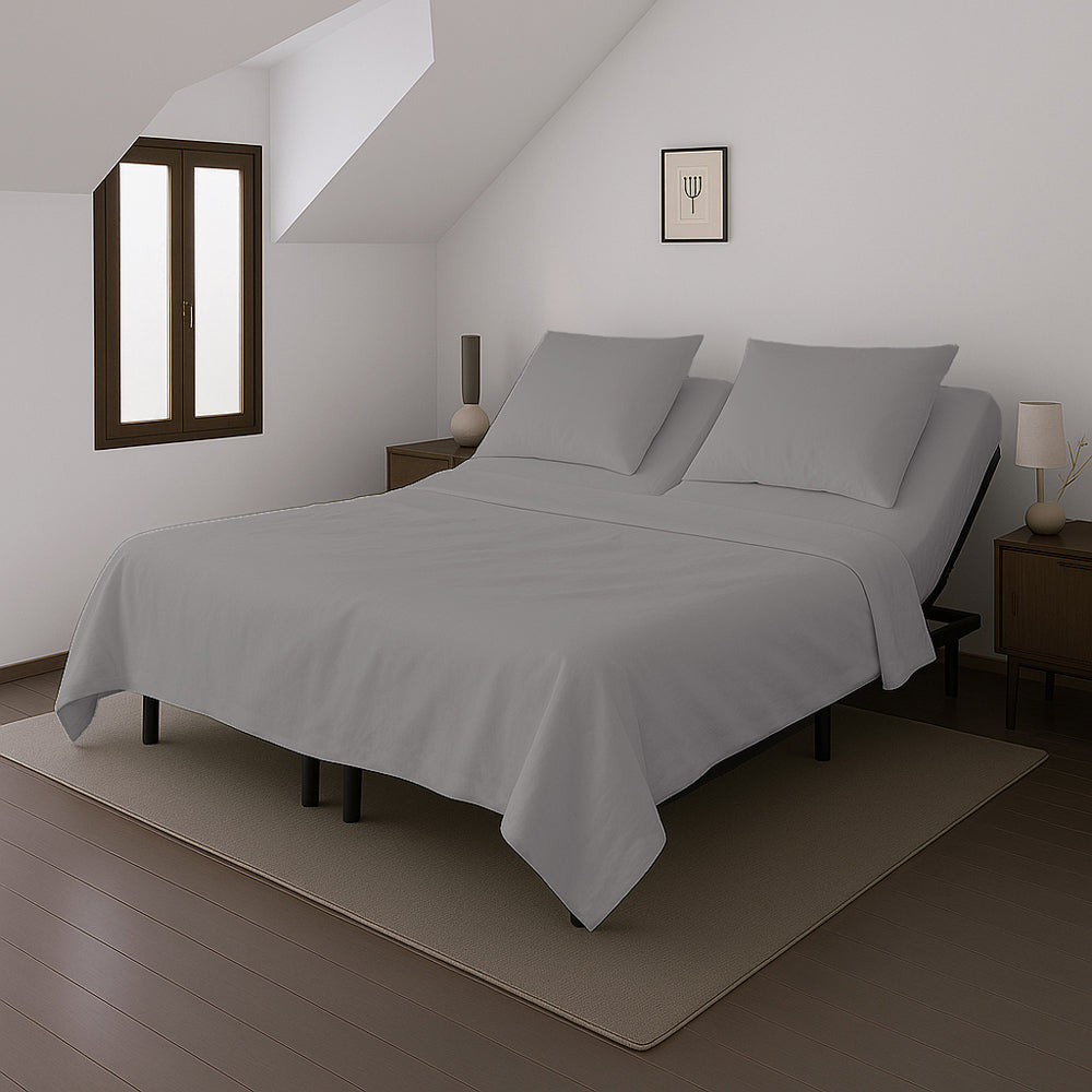 Casey Cotton Sheet Set 400TC Pewter | Split King Bed 40cm