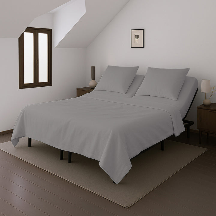 Casey Cotton Sheet Set 400TC Pewter | Split King Bed 40cm