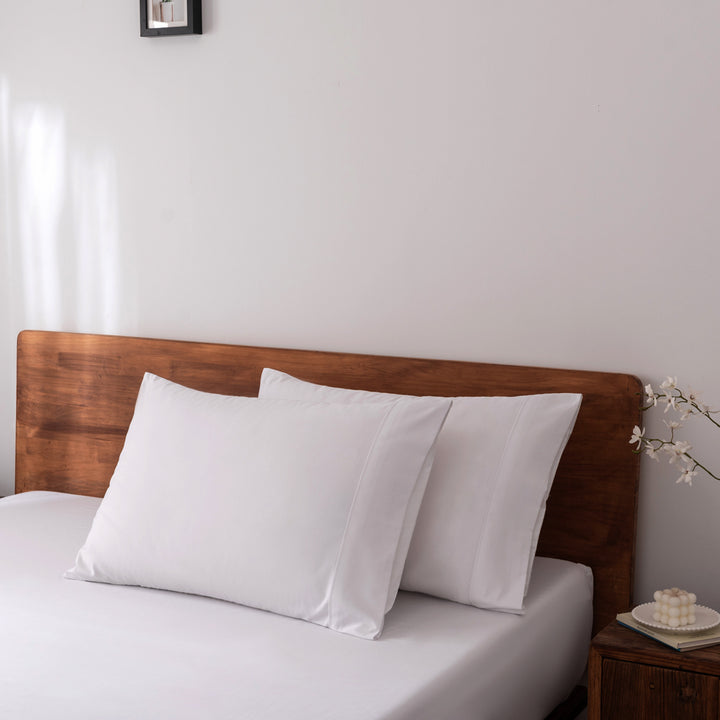 Casey Cotton Fitted Sheet & Pillowcase Combo 400TC White | Super King Bed 60cm