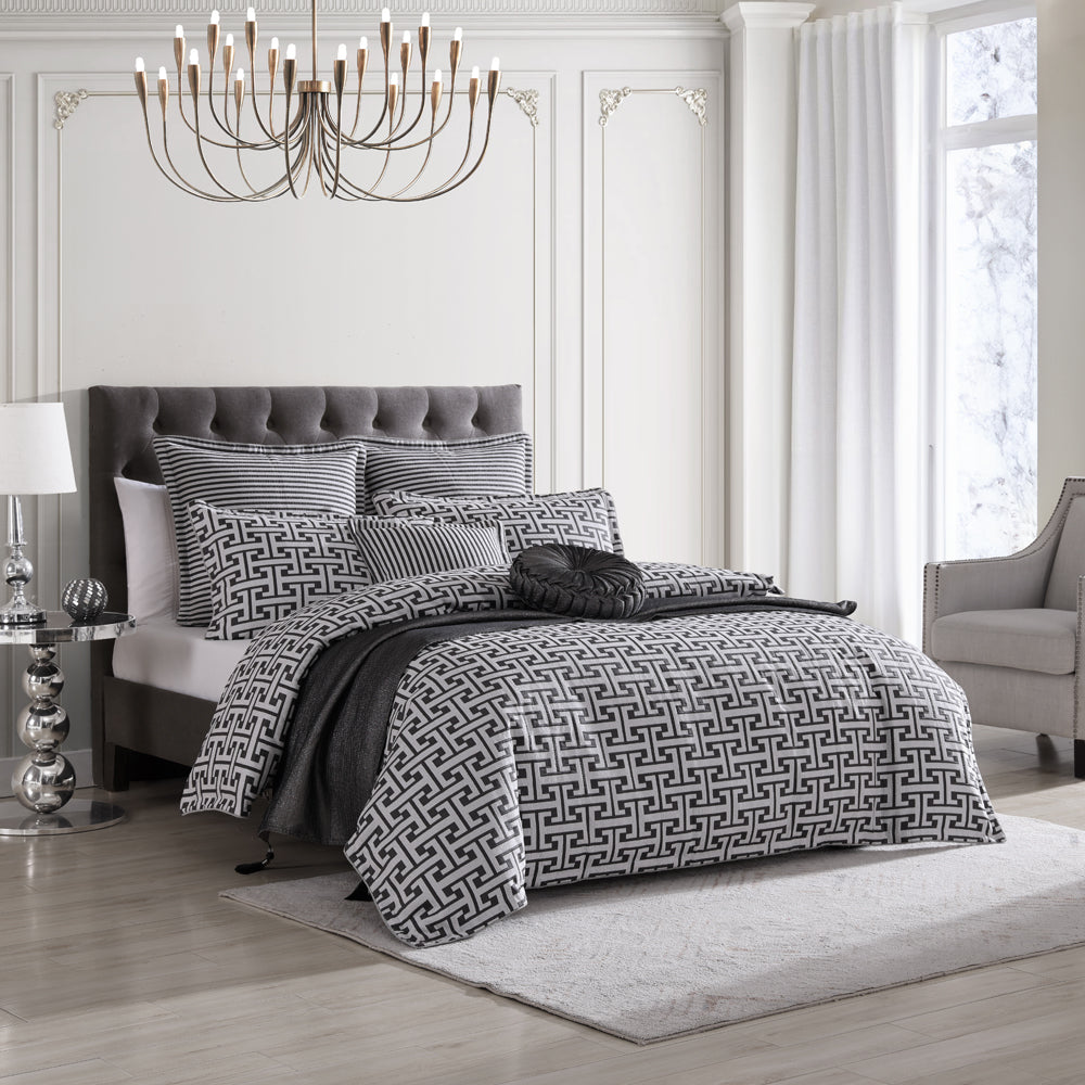 Davinci Constantine Gunmetal Quilt Cover Set Lifestyle | My Linen