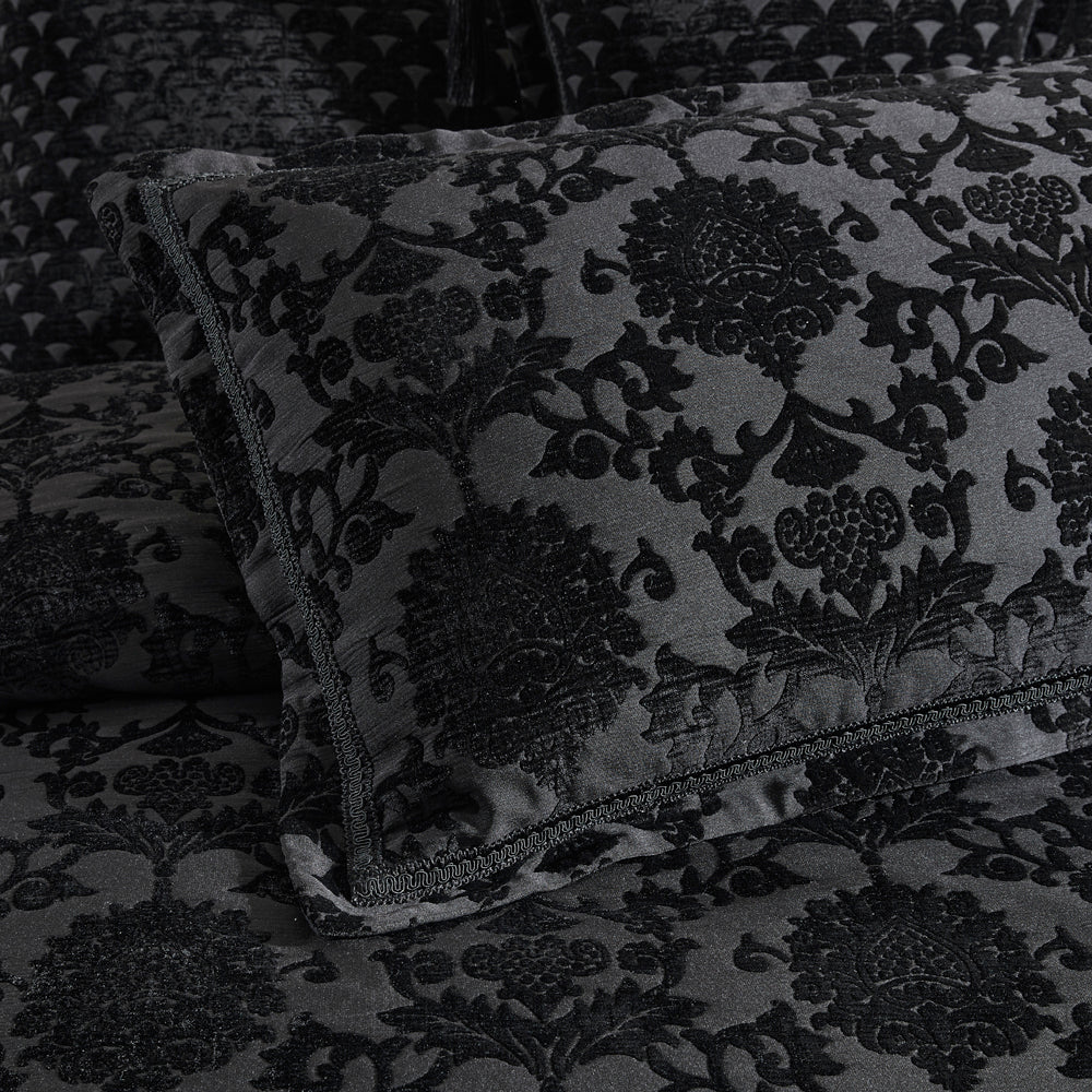 Davinci Imperial Black Quilt Cover Set Detail | My Linen