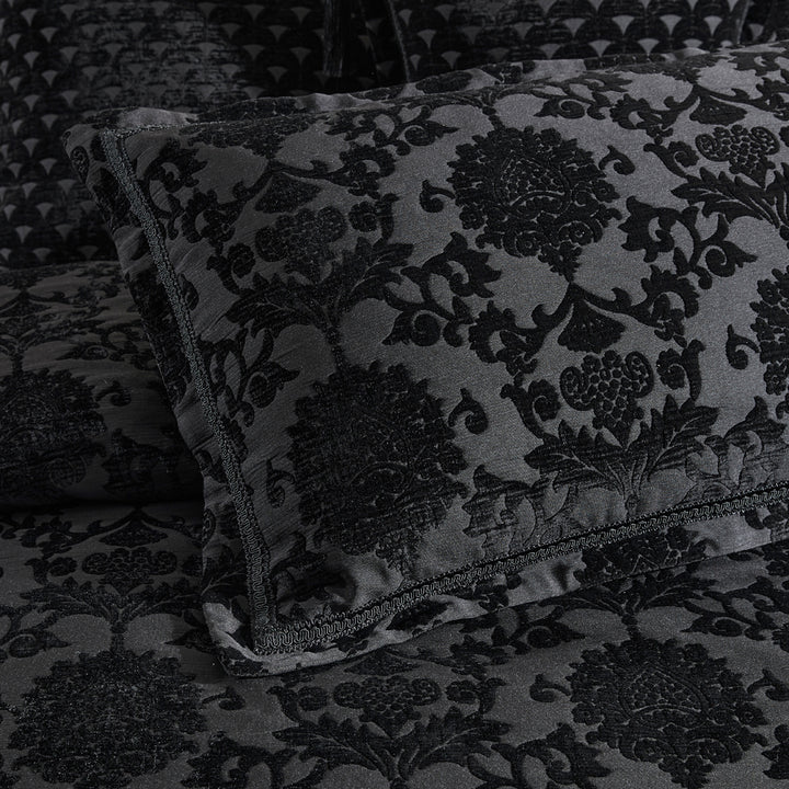 Davinci Imperial Black Quilt Cover Set Detail | My Linen