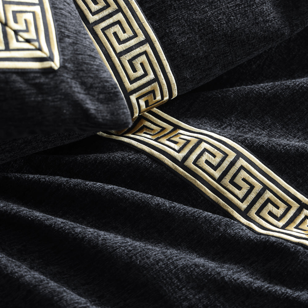 Davinci Olympia Black Quilt Cover Set Detail | My Linen