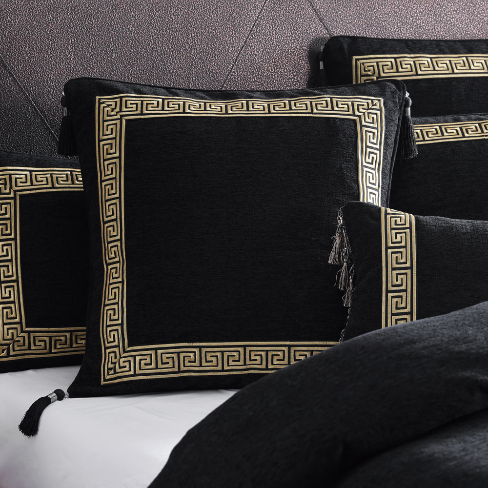 Davinci Olympia Black Quilt Cover Set Closeup | My Linen