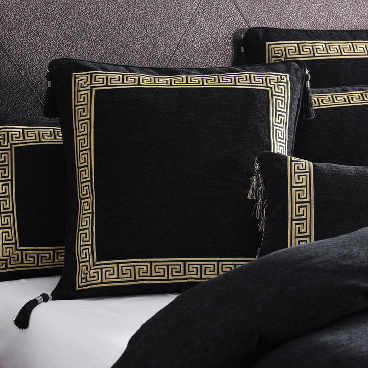 Davinci Olympia Black Quilt Cover Set Closeup | My Linen