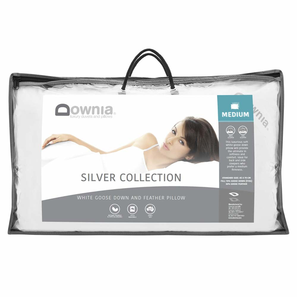 Silver Collection White Goose Down Medium Profile Pillow