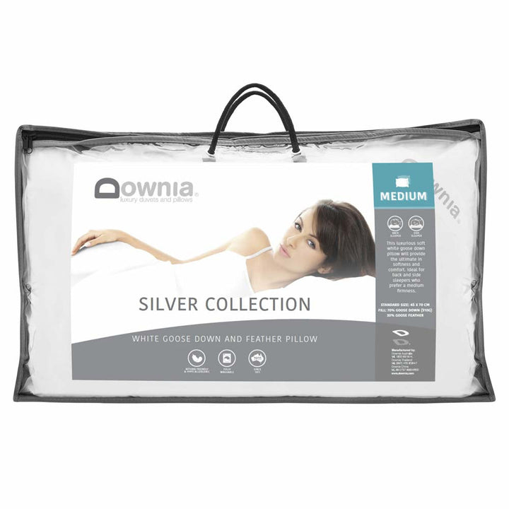 Silver Collection White Goose Down Medium Profile Pillow