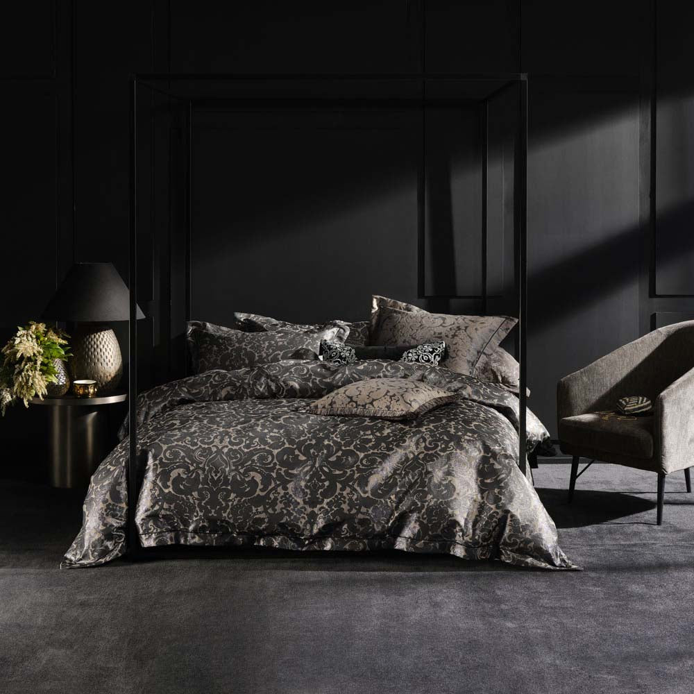 Adalina Black Quilt Cover Set | Queen Bed