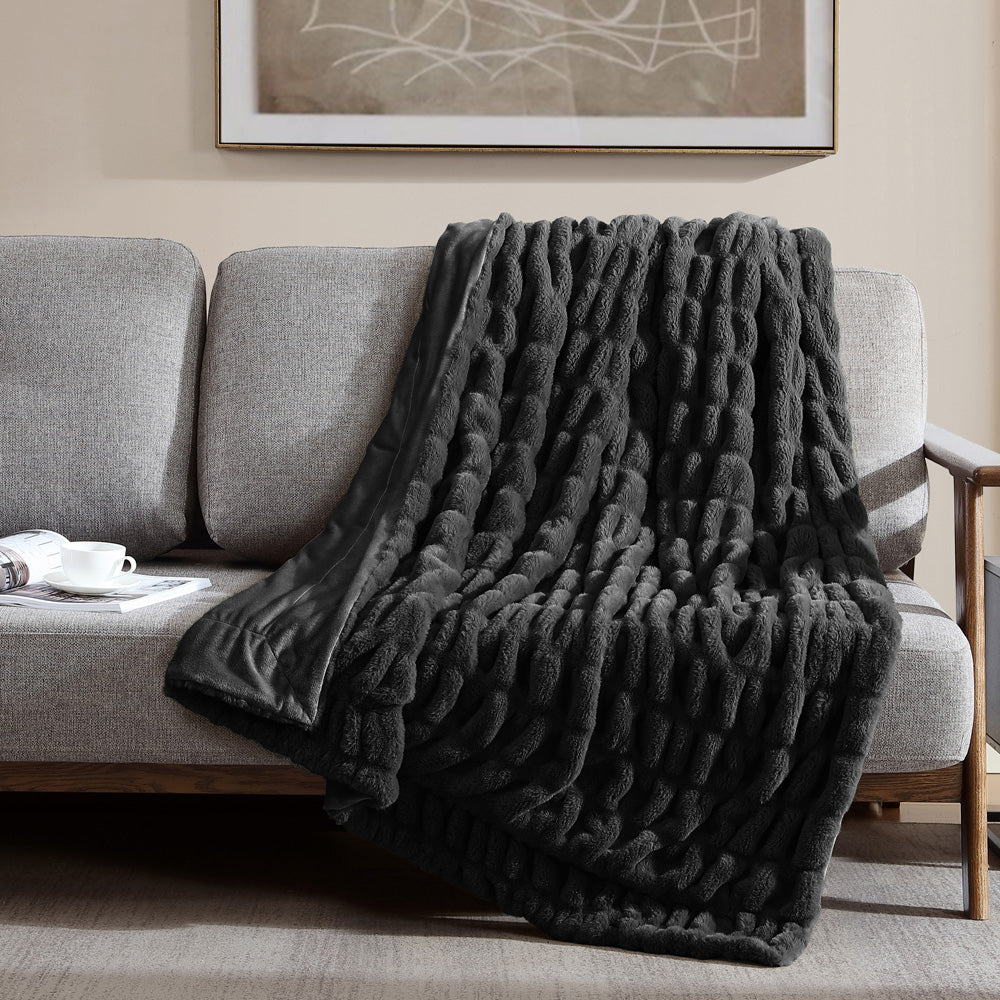Ardor Boudoir Clayton Black Faux Fur Throw | My Linen