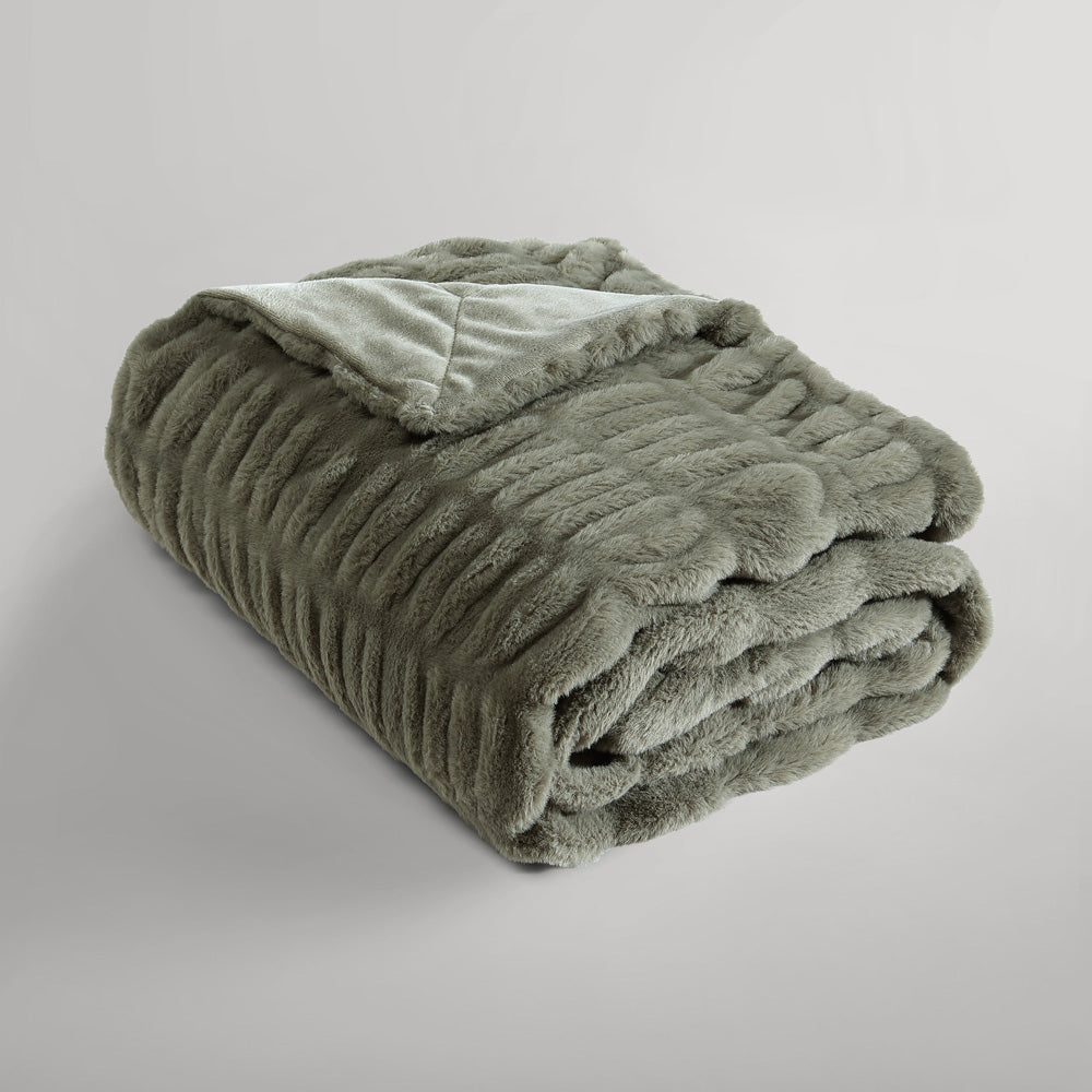 Ardor Boudoir Clayton Khaki Faux Fur Throw Folded | My Linen