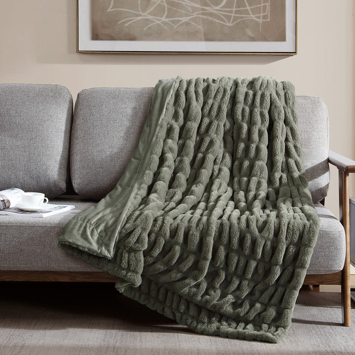 Ardor Boudoir Clayton Khaki Faux Fur Throw | My Linen