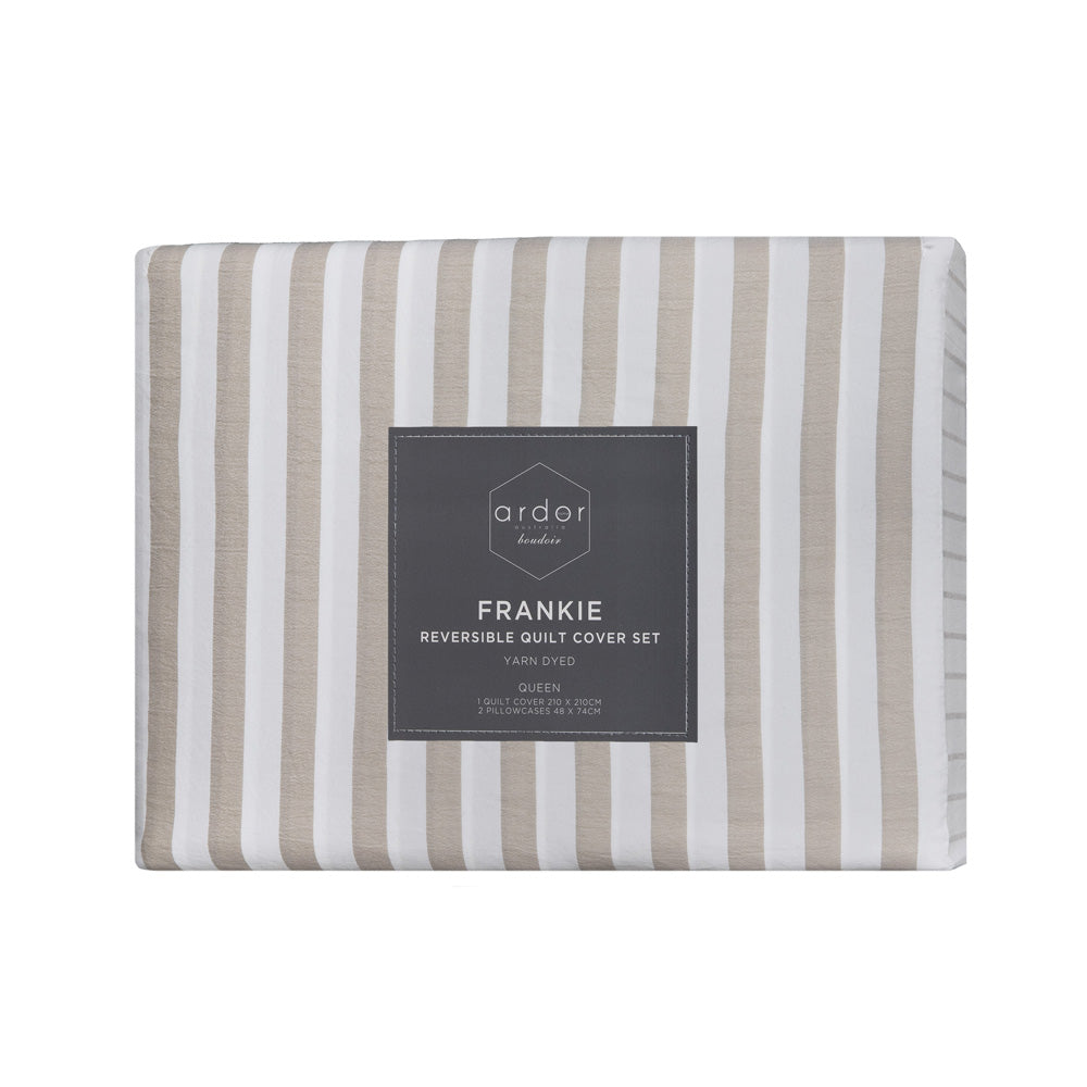 Ardor Boudoir Frankie Stripe Natural Quilt Cover Set Packaged | My Linen
