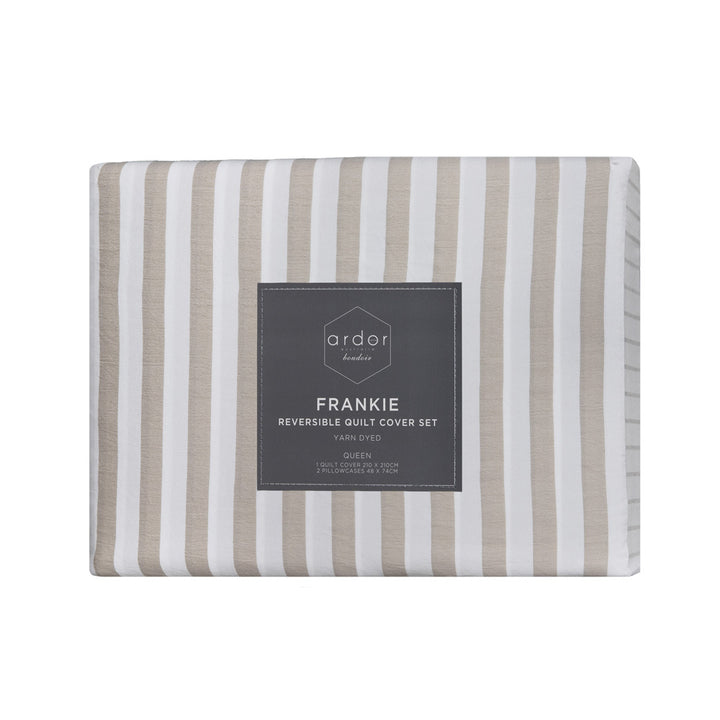 Ardor Boudoir Frankie Stripe Natural Quilt Cover Set Packaged | My Linen
