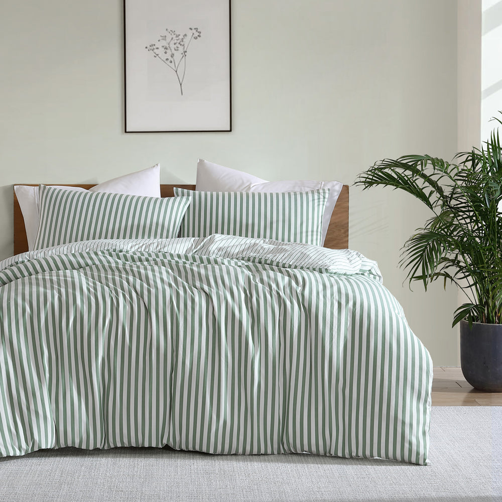 Ardor Boudoir Frankie Stripe Sage Quilt Cover Set | My Linen
