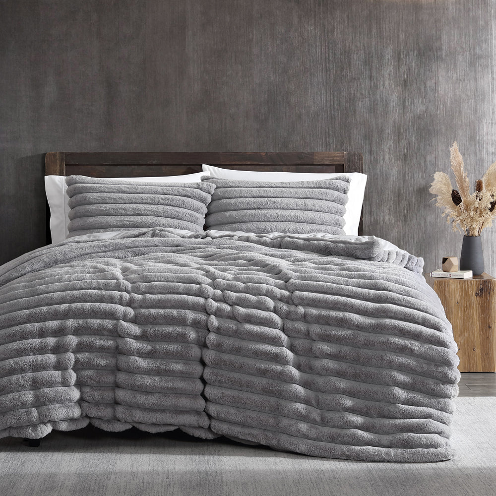 Ardor Boudoir Jax Faux Fur Smoke Quilt Cover Set | My Linen
