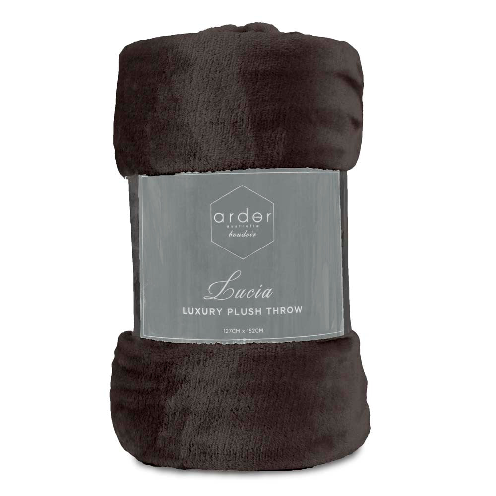 Lucia Plush Charcoal Throw