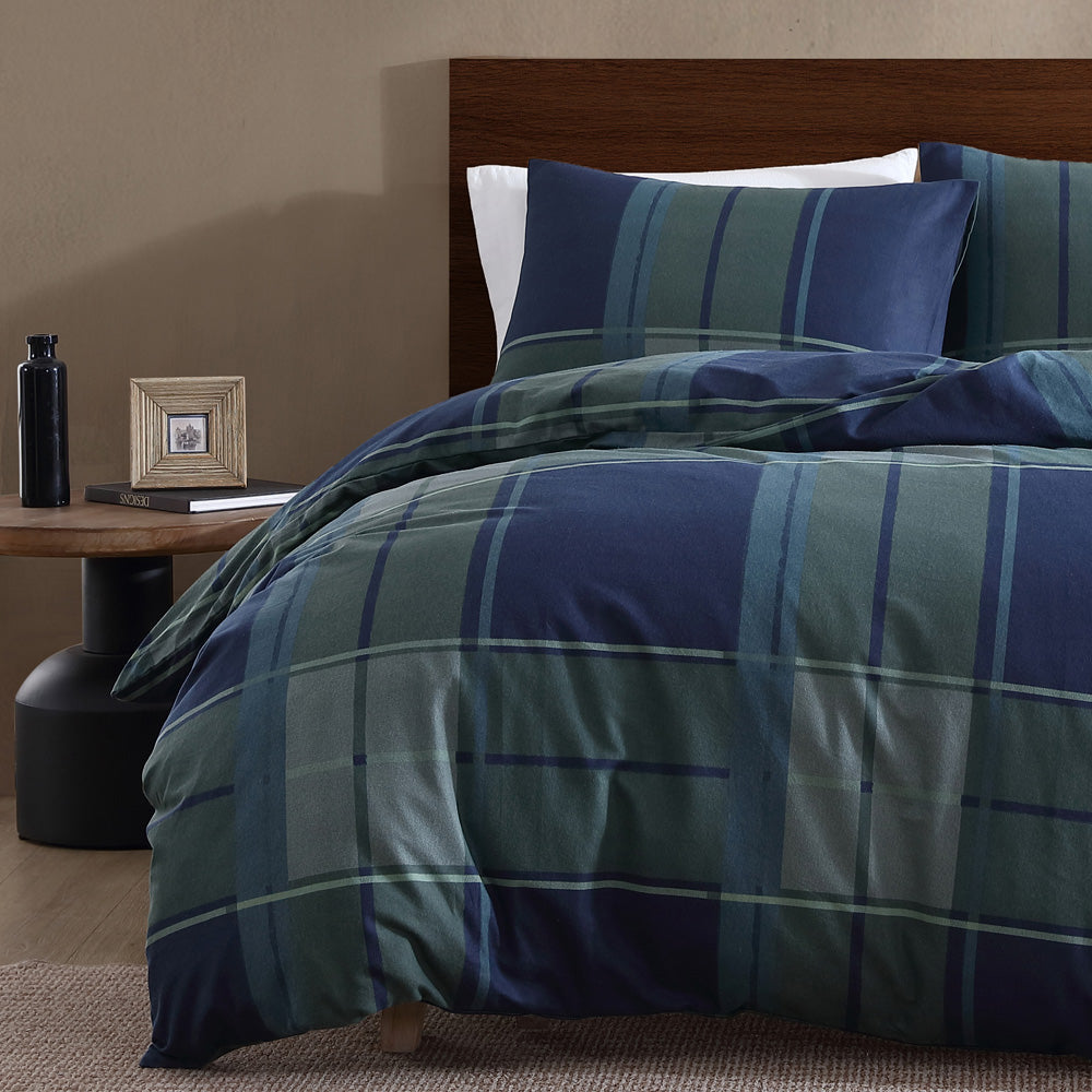 Ardor Boudoir Sommers Dark Khaki Flannelette Quilt Cover Set Closeup | My Linen