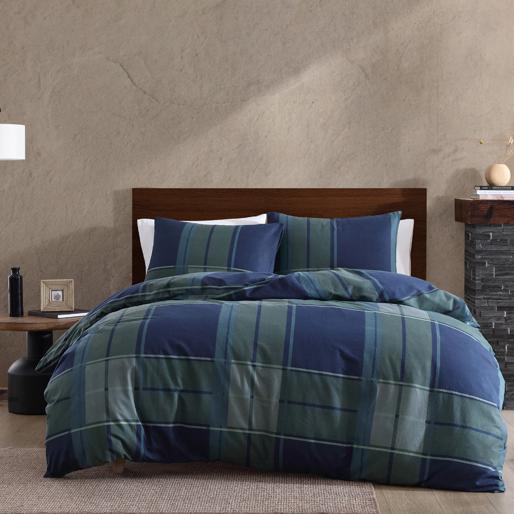 Ardor Boudoir Sommers Dark Khaki Flannelette Quilt Cover Set | My Linen