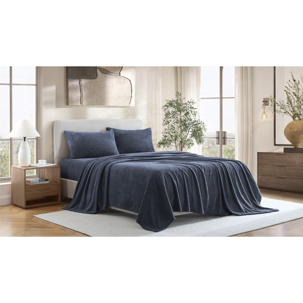 Ardor Boudoir Teddy Fleece Navy Sheet Set Lifestyle | My Linen