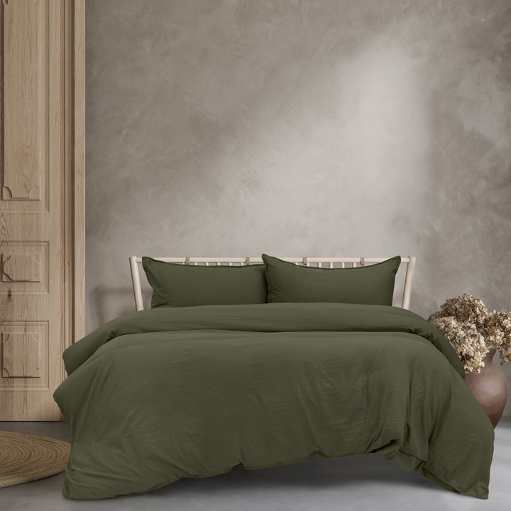 Ardor Boudoir Vintage Washed Khaki Quilt Cover Set | My Linen