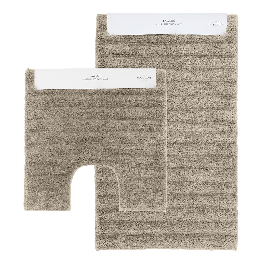 Algodon Lawson Plush Taupe 2pc Bath Mat Set | My Linen