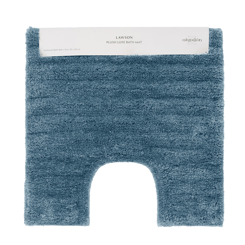 Algodon Lawson Plush Denim Contour Bath Mat | My Linen