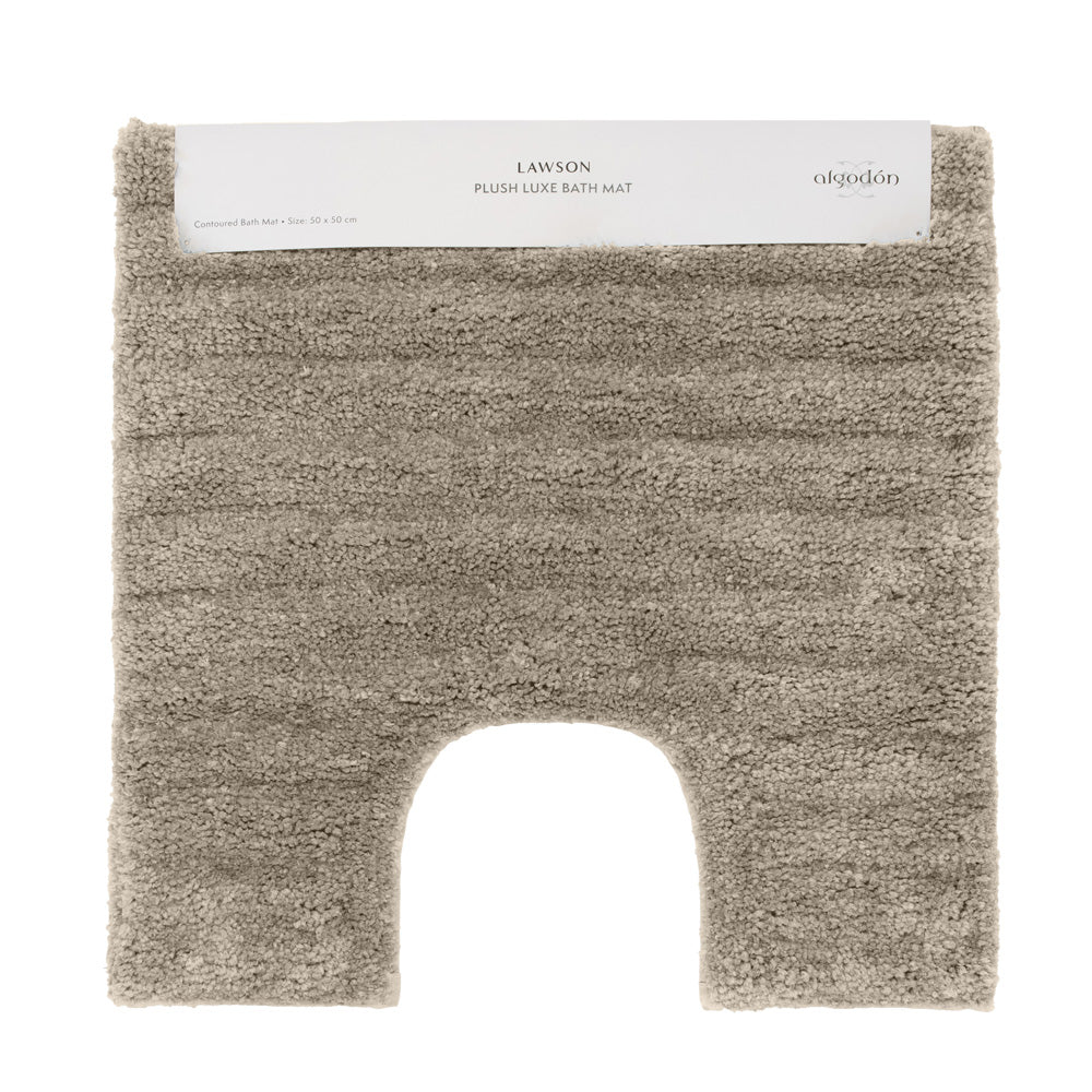 Algodon Lawson Plush Taupe Contour Bath Mat | My Linen