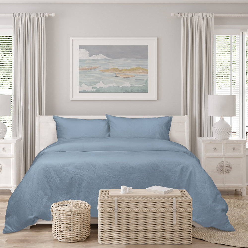Algodon Romy Blue Quilt Cover Set | My Linen