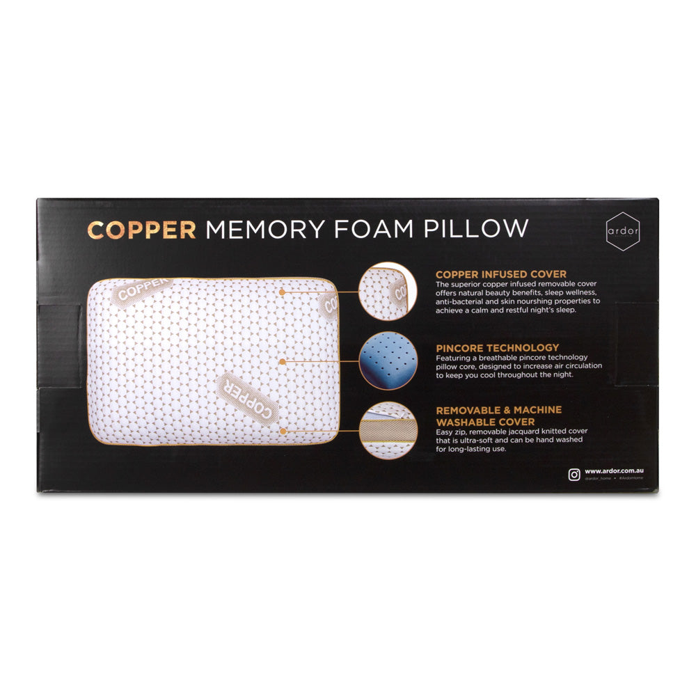 Ardor Copper Memory Pillow Packaged Reverse | My Linen