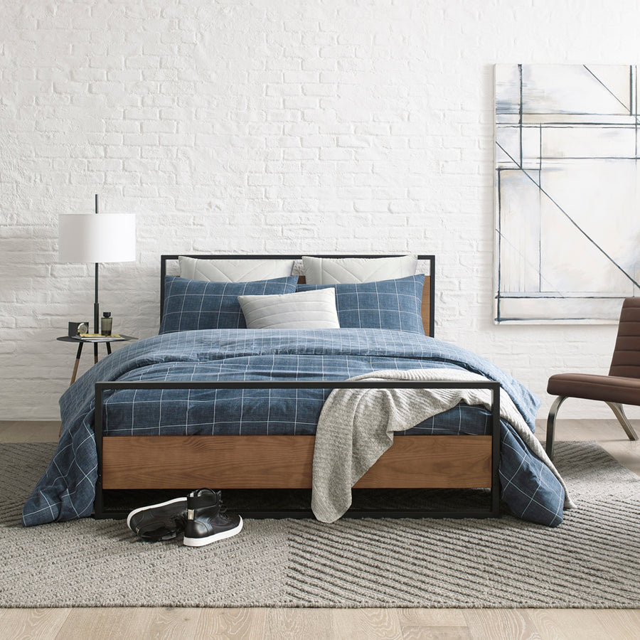 Kenneth Cole Holden Grid Indigo Quilt Cover Set | My Linen