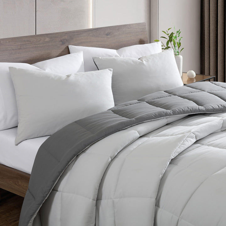 Kenneth Cole Solutions Grey 3pc Comforter Set Side | My Linen