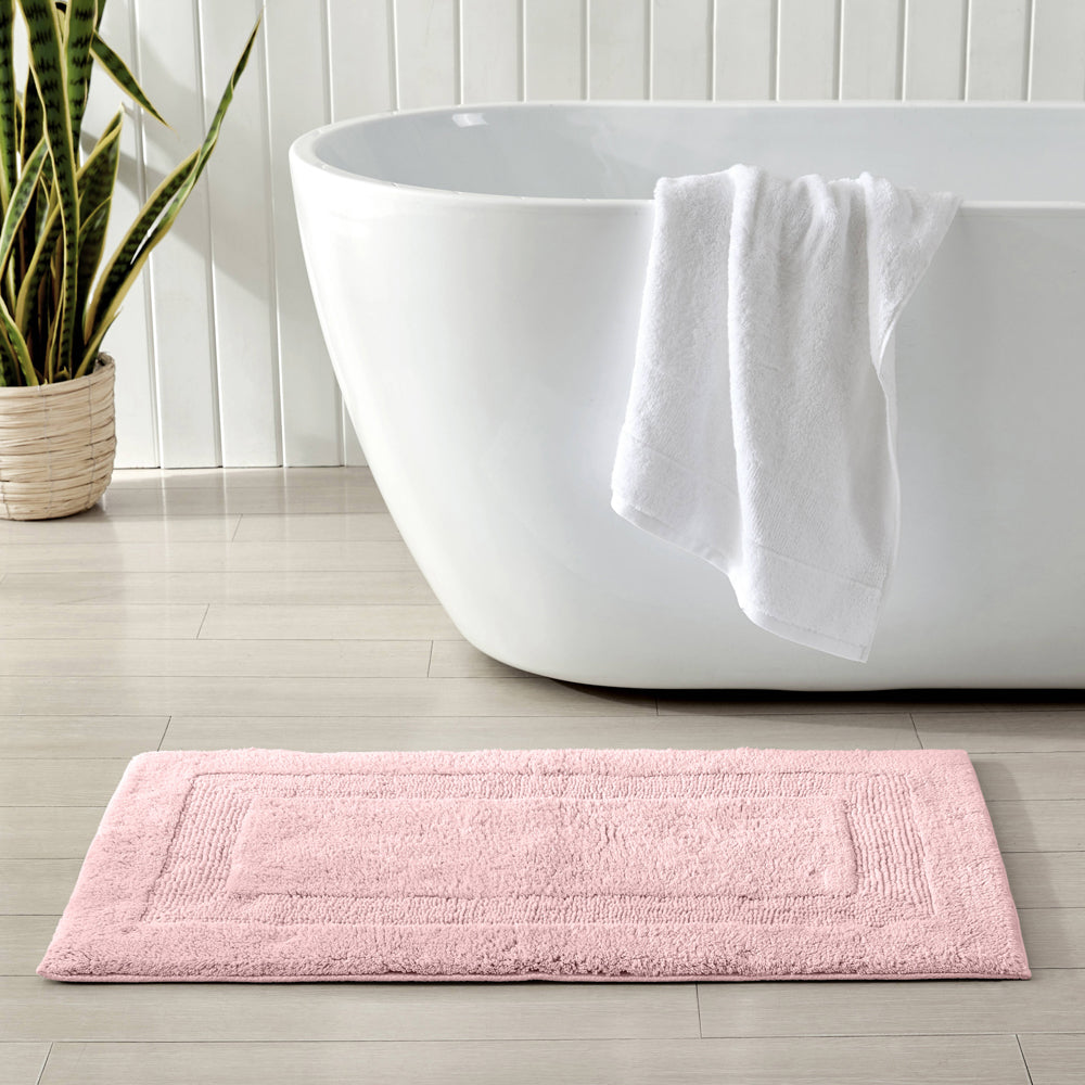 Tommy Bahama Longbranch Petal Pink Reversible Bath Mat Lifestyle | My Linen