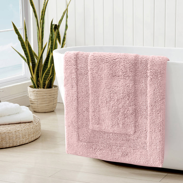 Tommy Bahama Longbranch Petal Pink Reversible Bath Mat Lifestyle | My Linen