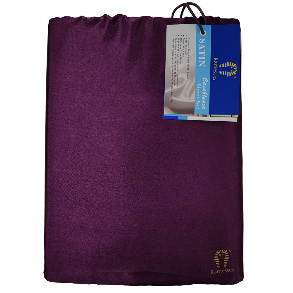 Casablanca Silky Satin Violet Sheet Set | Single Bed