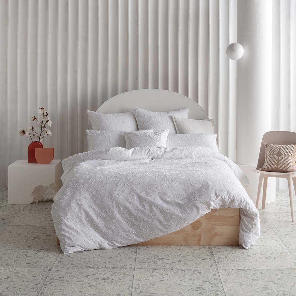 Perry White Quilt Cover Set | Queen Bed