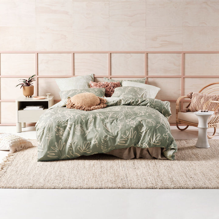 Adley Eucalyptus Quilt Cover Set | King Bed