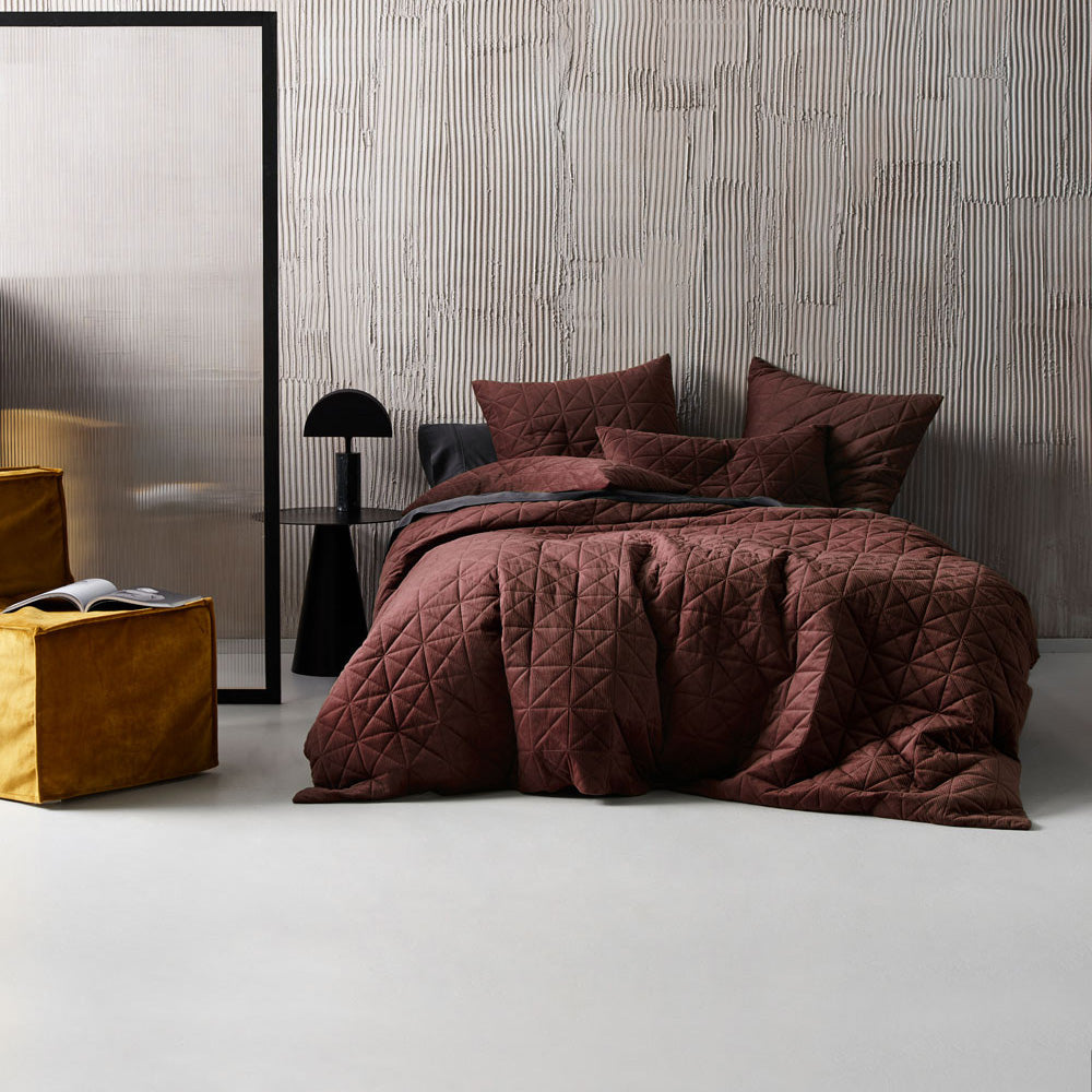 Heath Chocolate Quilt Cover Set | Single Bed