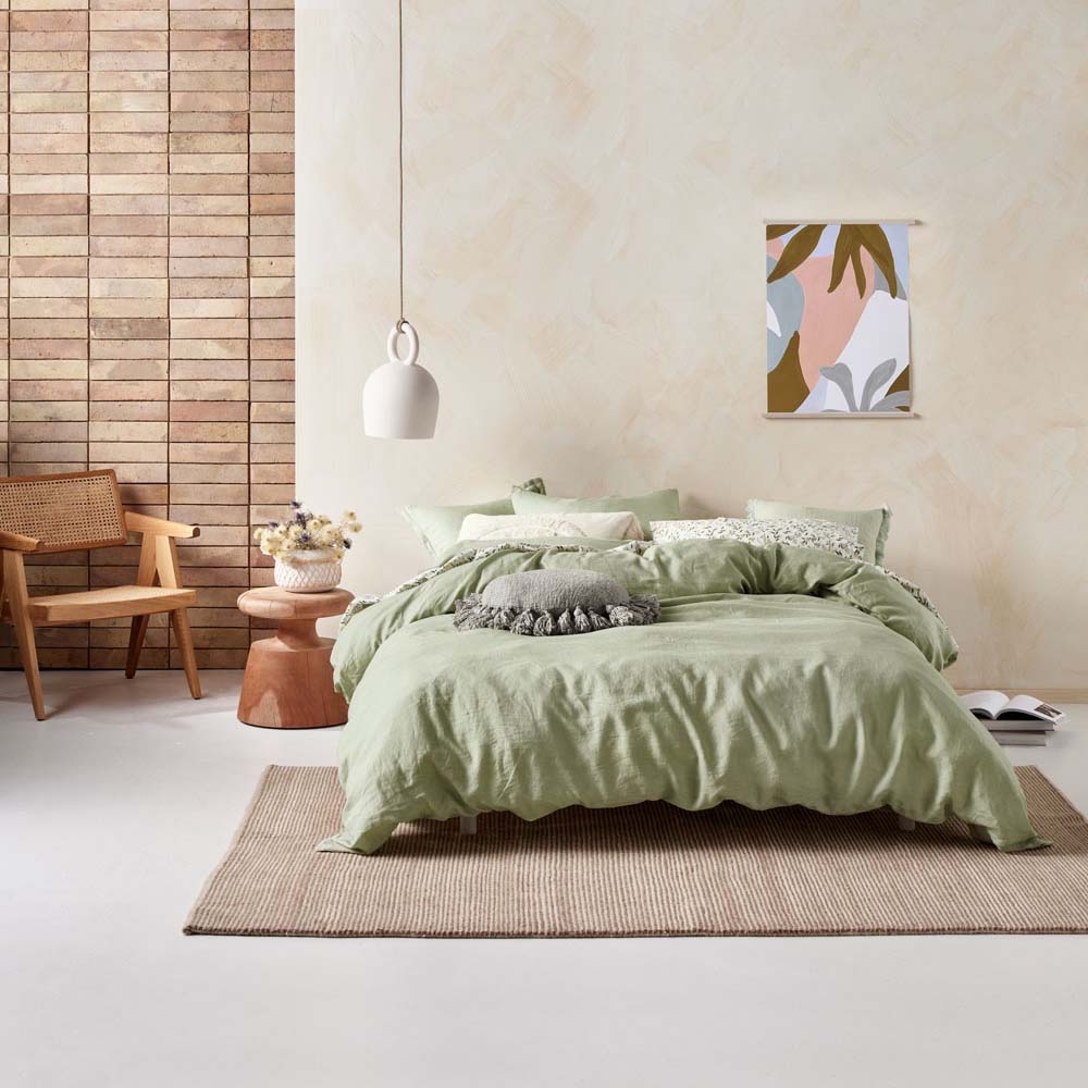 Nimes Wasabi Quilt Cover Set | Queen Bed