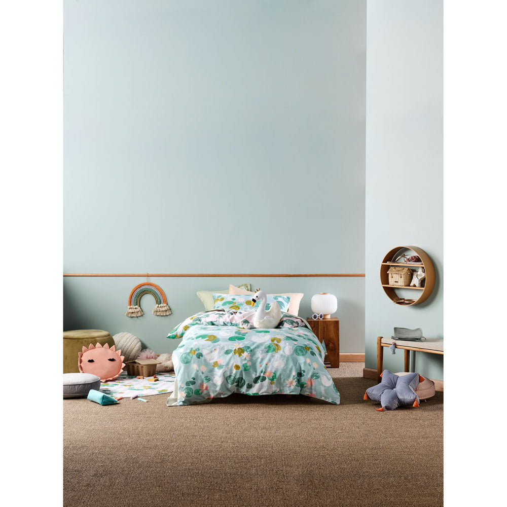 Swanning Around Teal Quilt Cover Set | Queen Bed