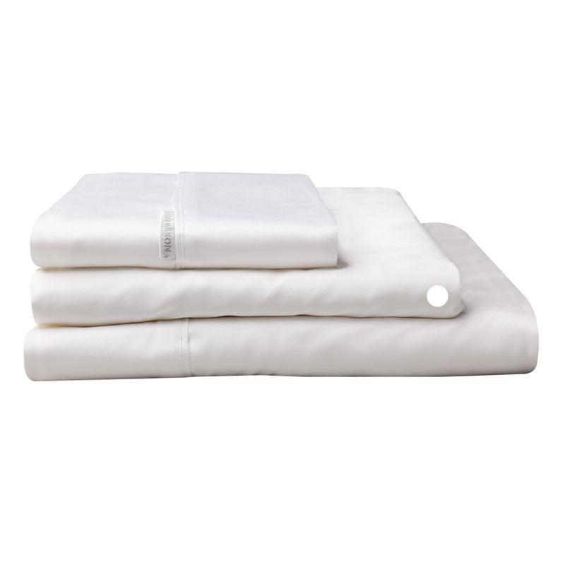 100% Egyptian Cotton Sateen Fitted Sheet 400TC White | Queen 50cm Bed