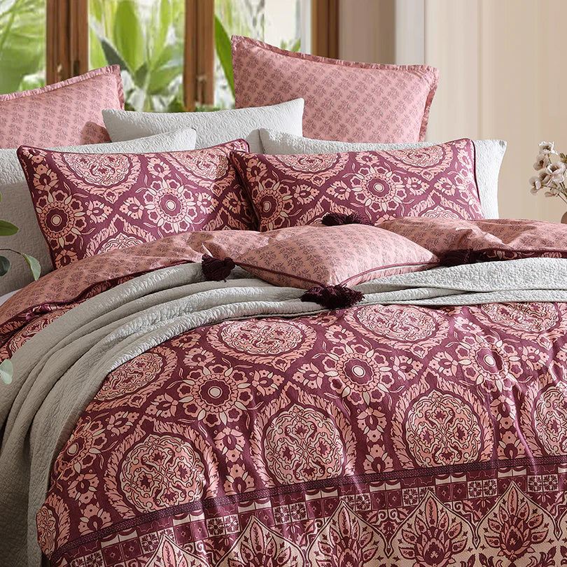 Logan and Mason Arwen Fig Quilt Cover Set Lifestyle | My Linen