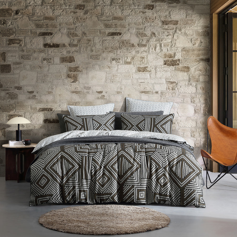 Logan and Mason Ashen Charcoal Quilt Cover Set | My Linen