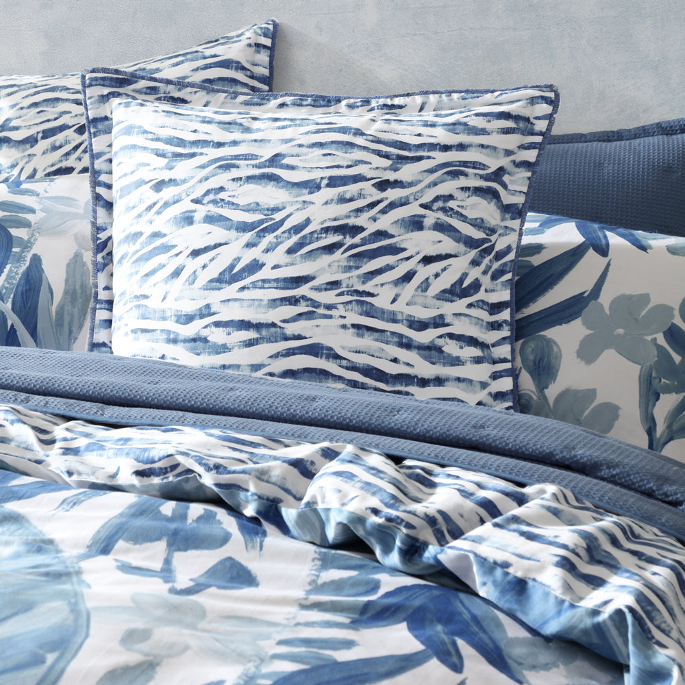 Atherton Blue Quilt Cover Set | Queen Bed