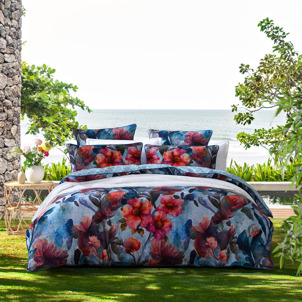 Azure Bloom Quilt Cover Set by Logan and Mason Super King My Linen