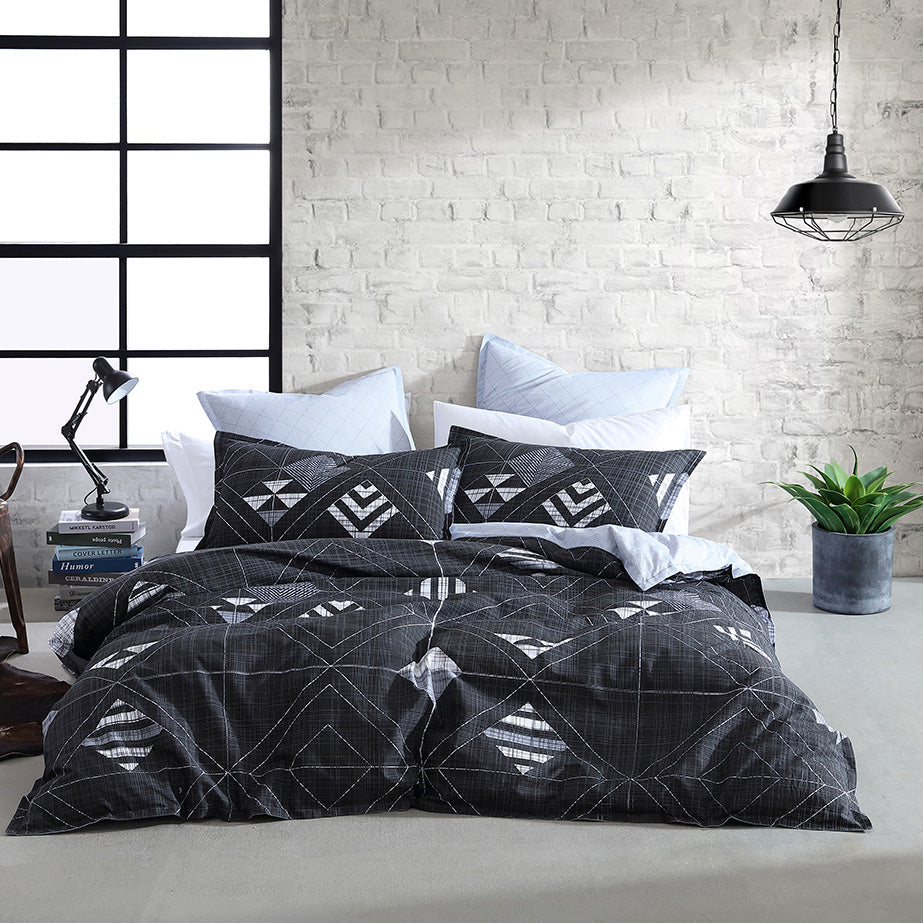 Gibson Black Quilt Cover Set | Single Bed